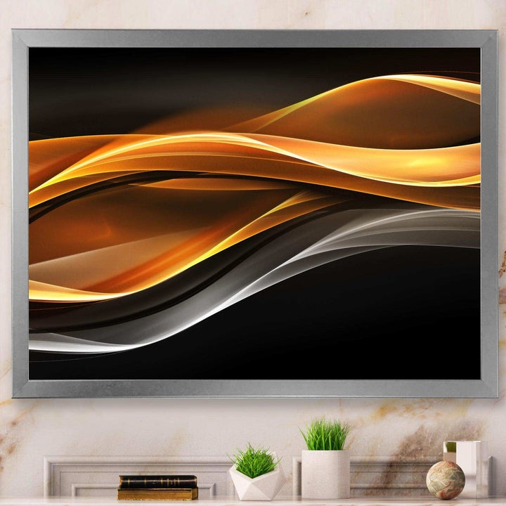 Gold Silver Inward Lines - Modern Living Room Wall Decor