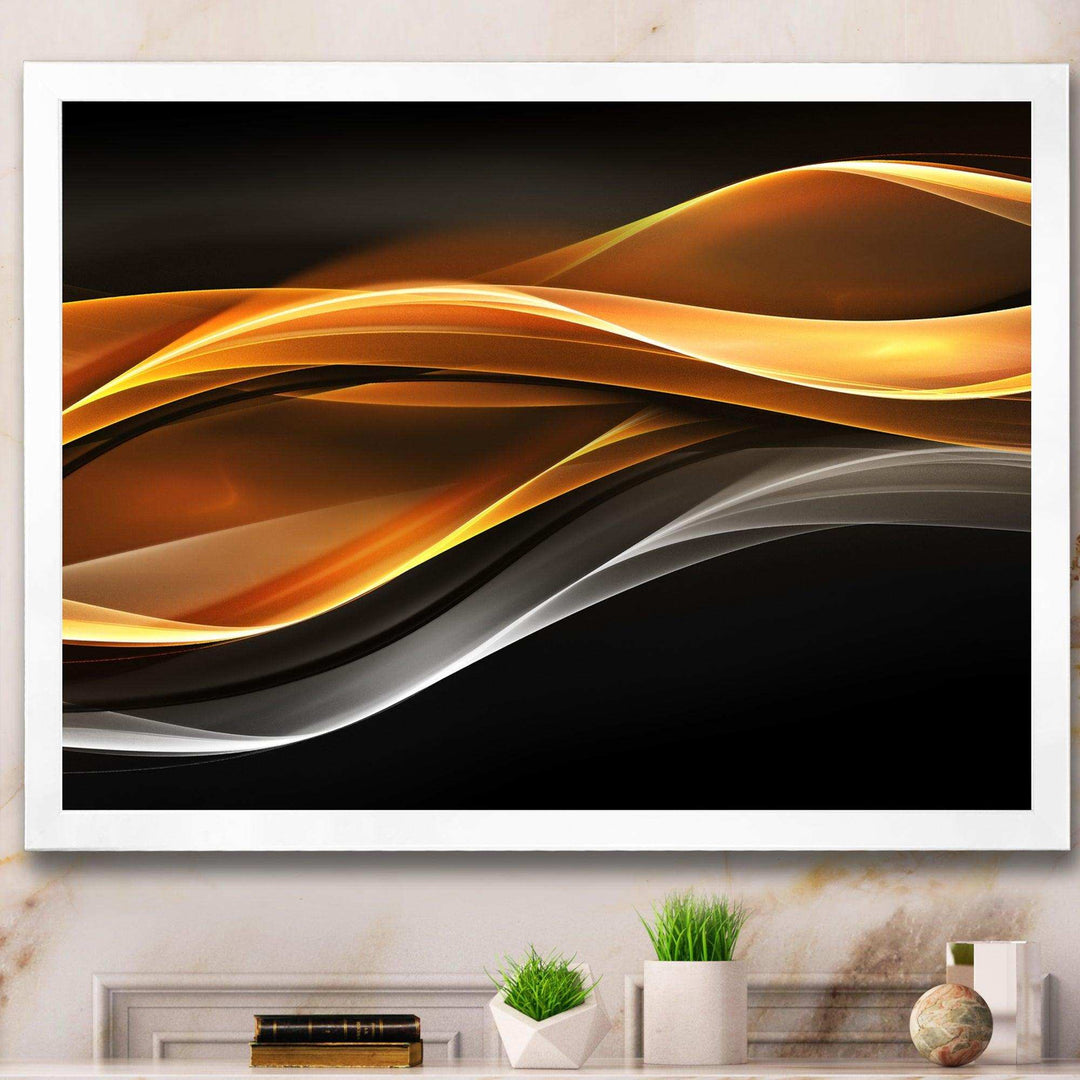 Gold Silver Inward Lines - Modern Living Room Wall Decor