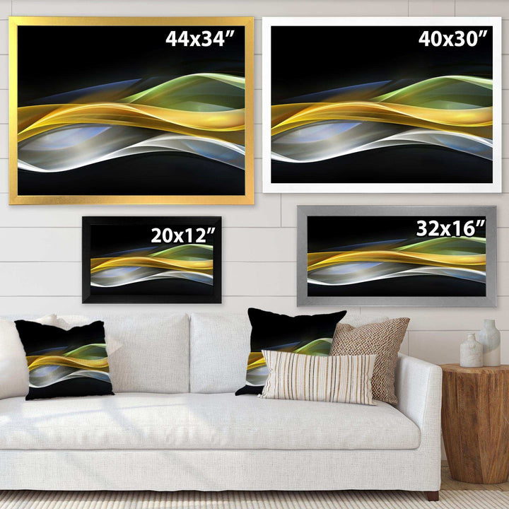 Gold Silver Straight Yellow Lines - Modern Canvas Wall Art