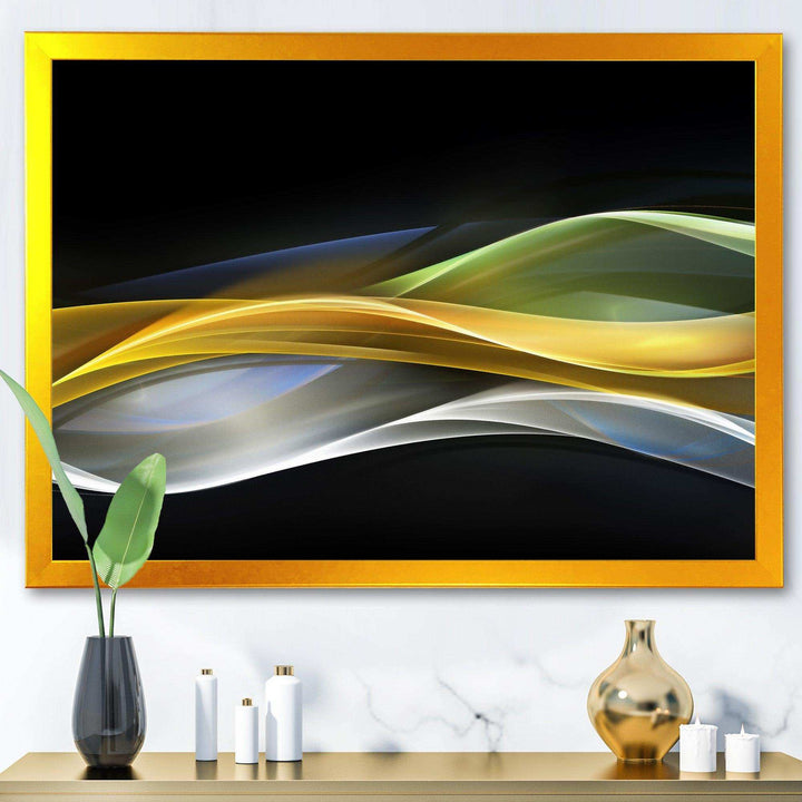 Gold Silver Straight Yellow Lines - Modern Canvas Wall Art