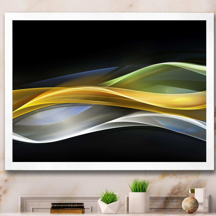 Gold Silver Straight Yellow Lines - Modern Canvas Wall Art