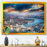 Aerial View of London at Dusk Framed Print Vibrant Gold - 1.5" Width