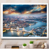 Aerial View of London at Dusk Framed Print Matte White - 1.5" Width