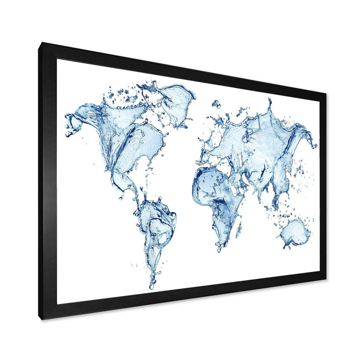 World Map Water Splash - Global Canvas Wall Art
