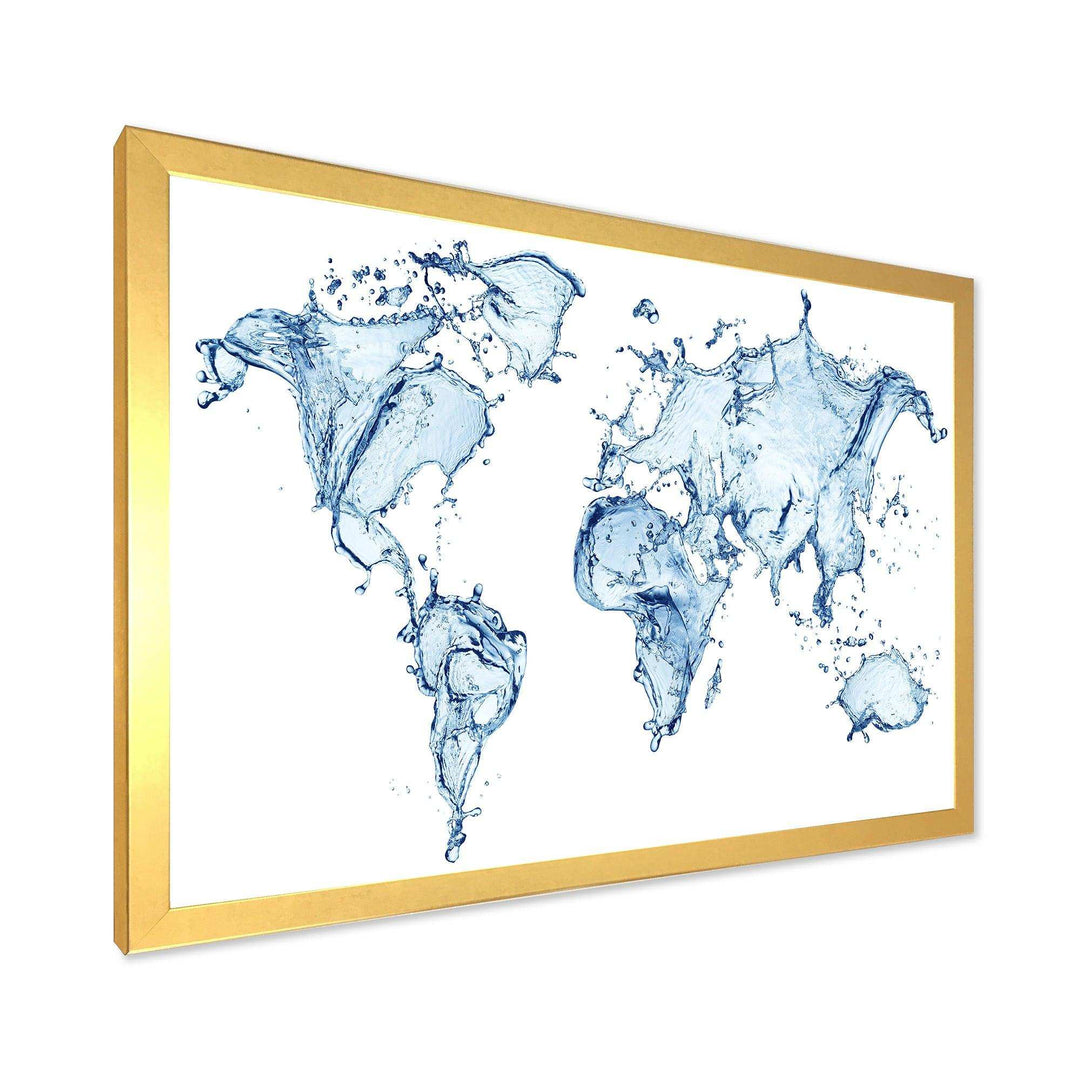 World Map Water Splash - Global Canvas Wall Art