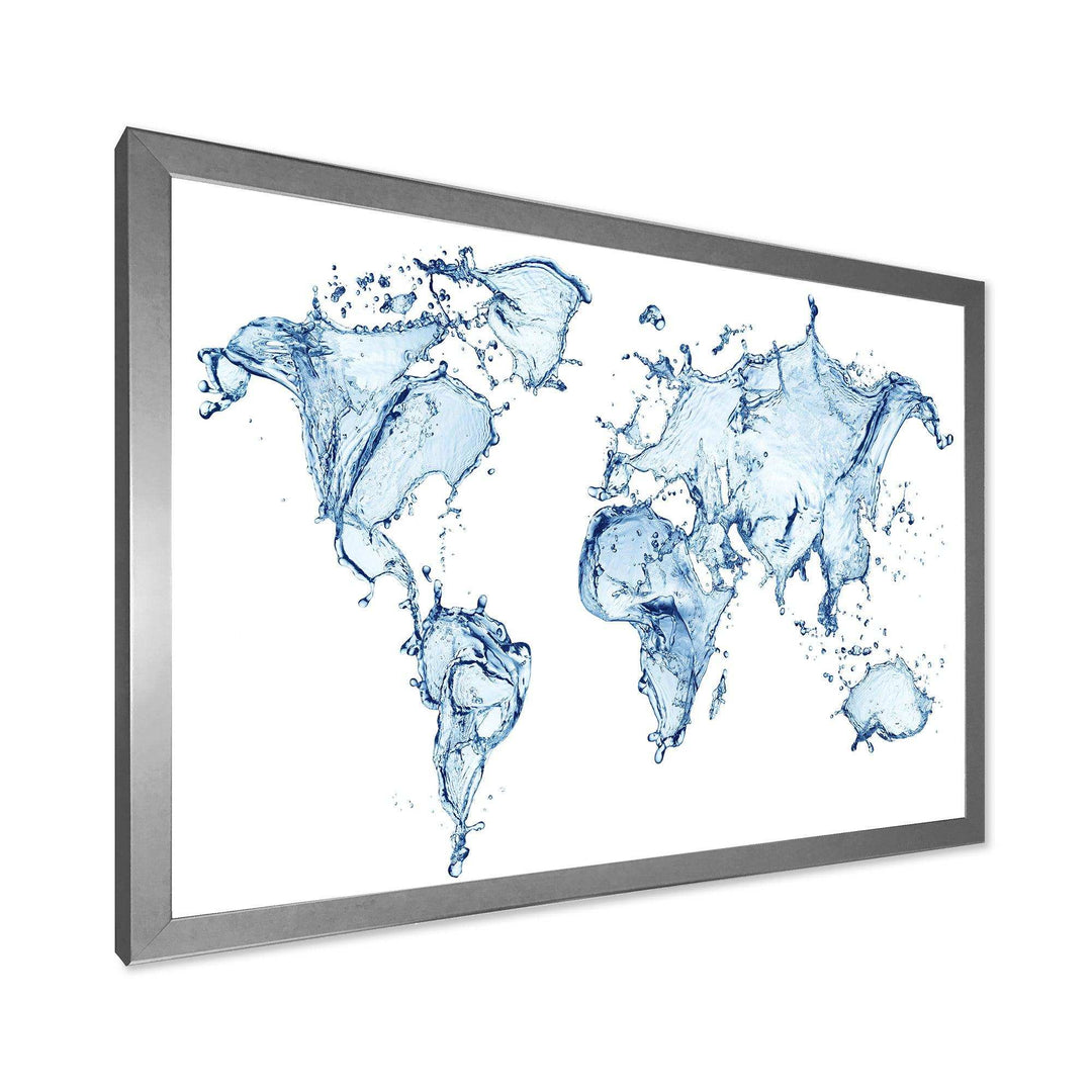 World Map Water Splash - Global Canvas Wall Art