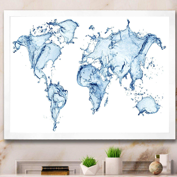 World Map Water Splash - Global Canvas Wall Art
