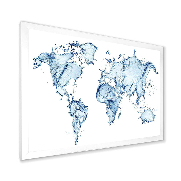 World Map Water Splash - Global Canvas Wall Art