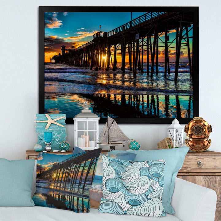 Oceanside Pier at Evening - Landscape Bedroom Wall Art