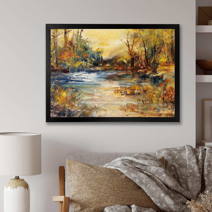 Stream in Forest Oil Painting
