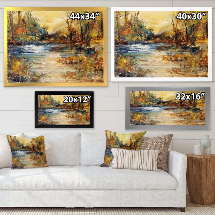 Stream in Forest Oil Painting