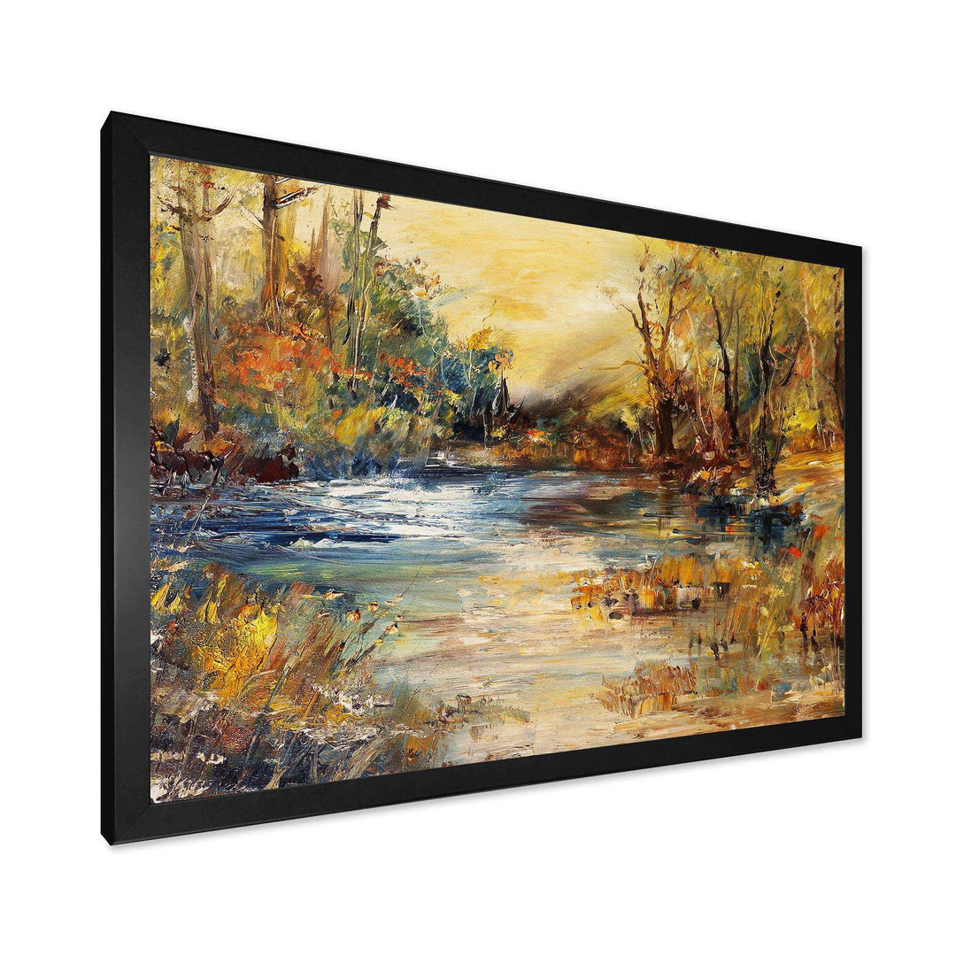 Stream in Forest Oil Painting