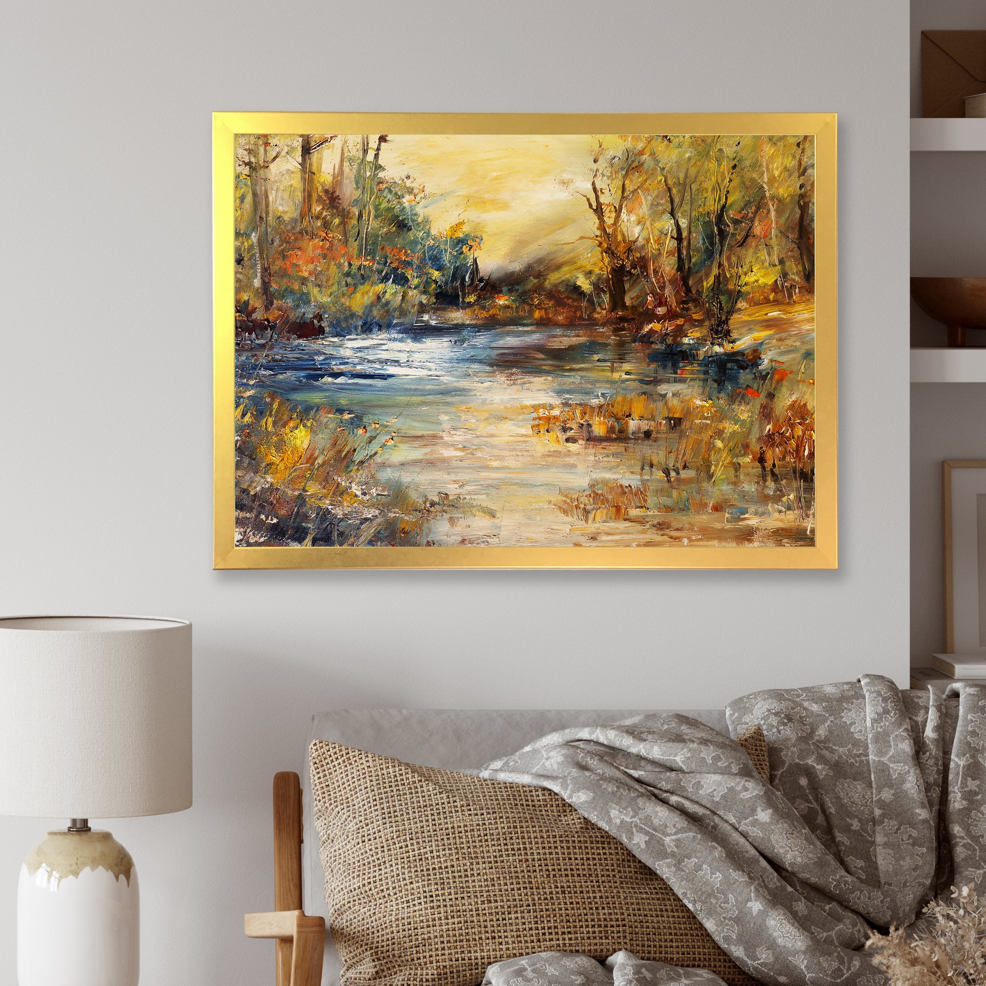 Stream in Forest Oil Painting