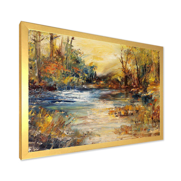 Stream in Forest Oil Painting