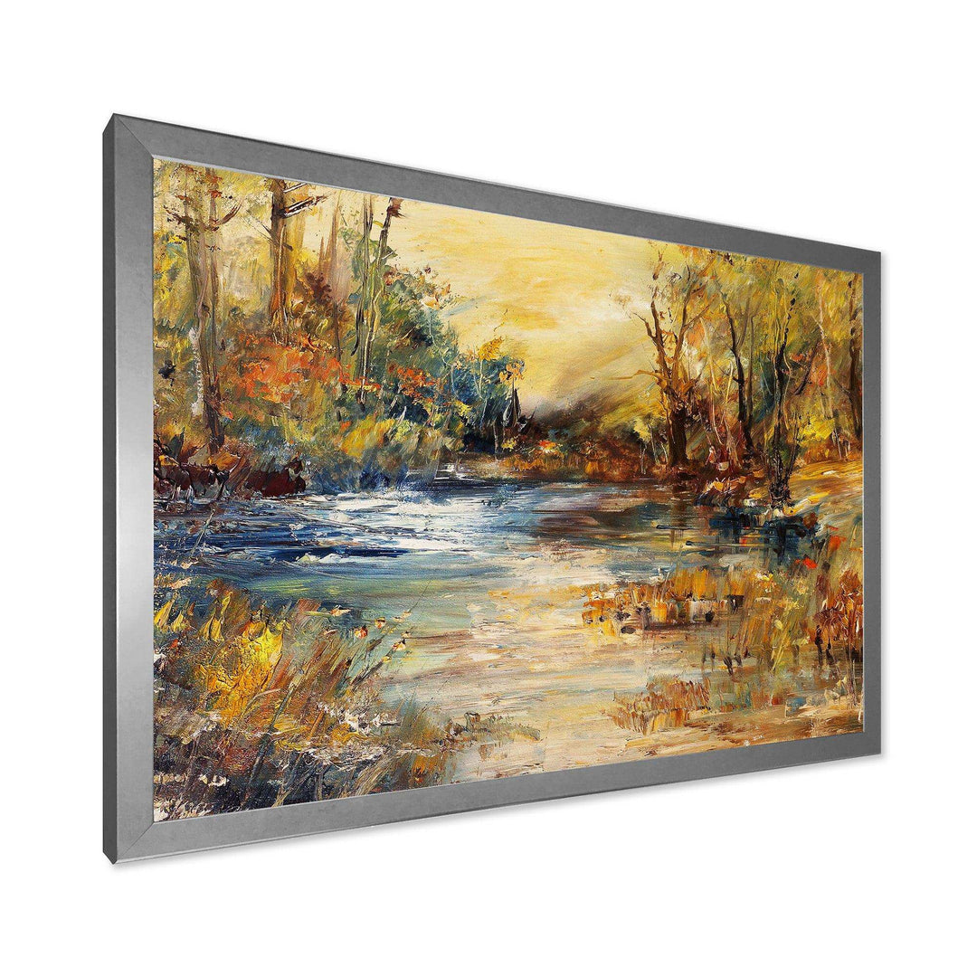 Stream in Forest Oil Painting