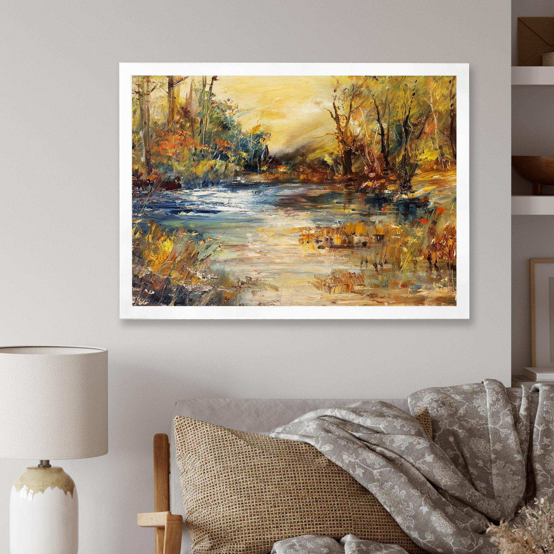 Stream in Forest Oil Painting