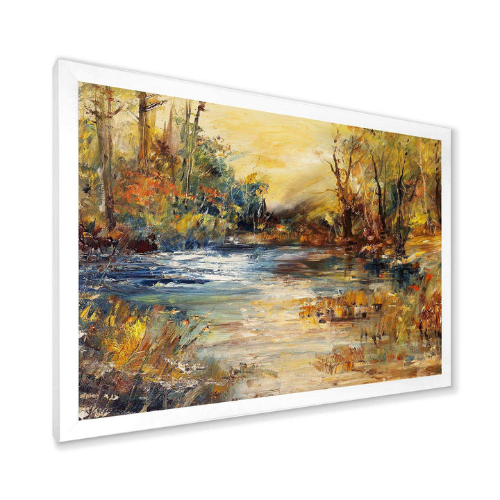 Stream in Forest Oil Painting