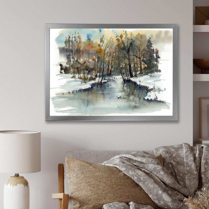 River in Woods Watercolor