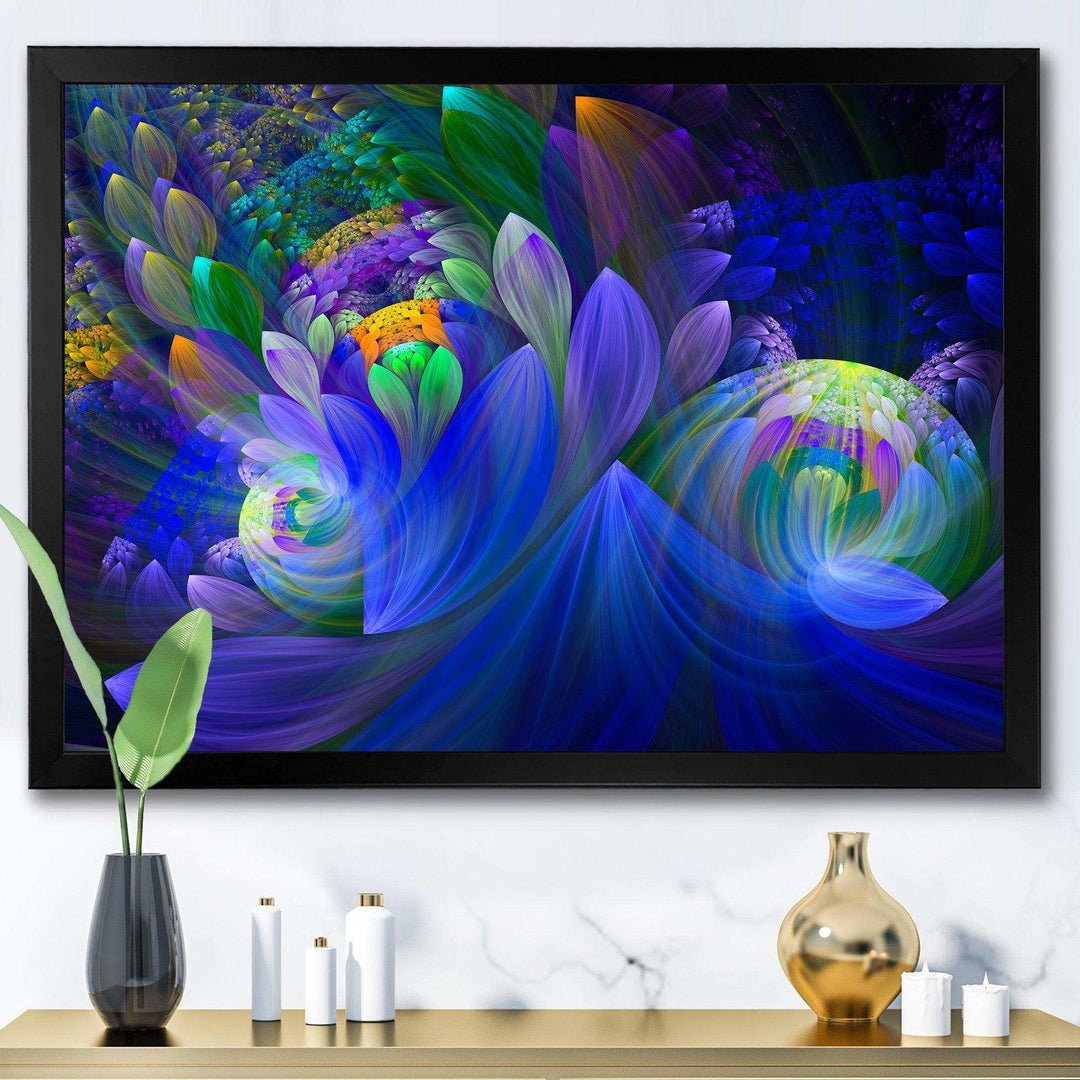 Blue Fractal Flower Bouquet - Modern Canvas Wall Art