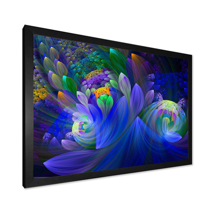 Blue Fractal Flower Bouquet - Modern Canvas Wall Art