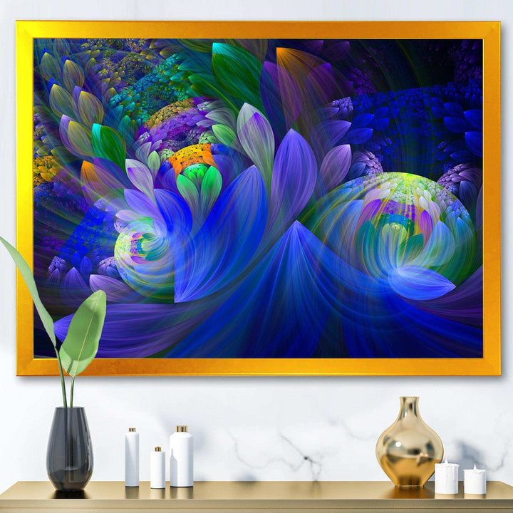 Blue Fractal Flower Bouquet - Modern Canvas Wall Art