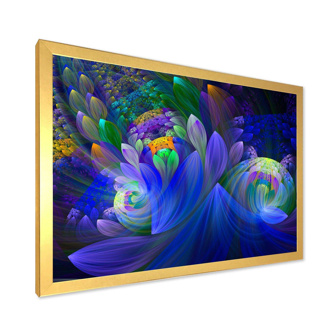 Blue Fractal Flower Bouquet - Modern Canvas Wall Art