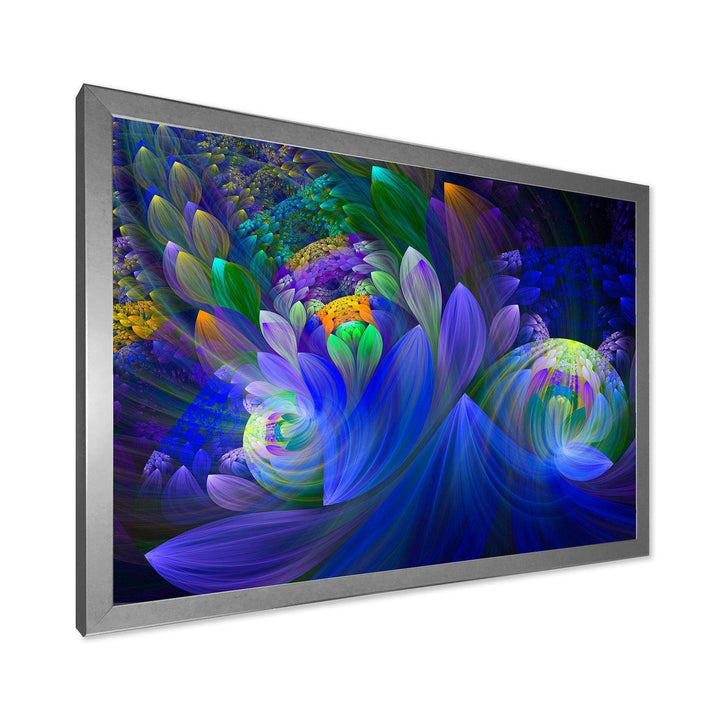 Blue Fractal Flower Bouquet - Modern Canvas Wall Art