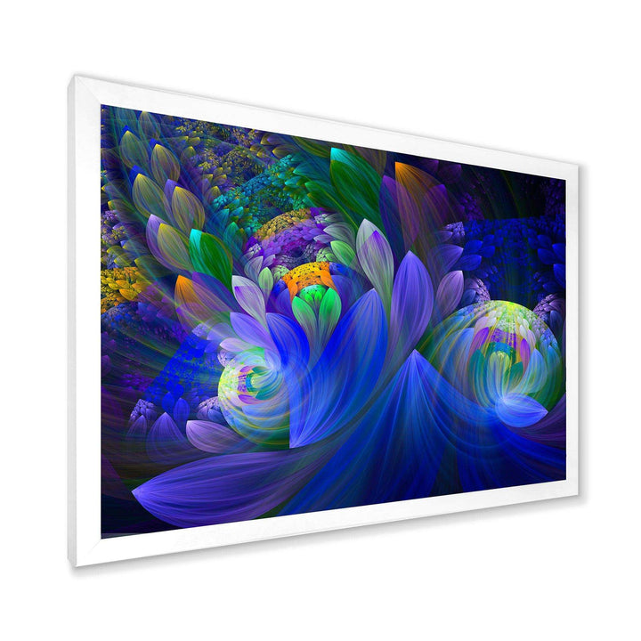 Blue Fractal Flower Bouquet - Modern Canvas Wall Art