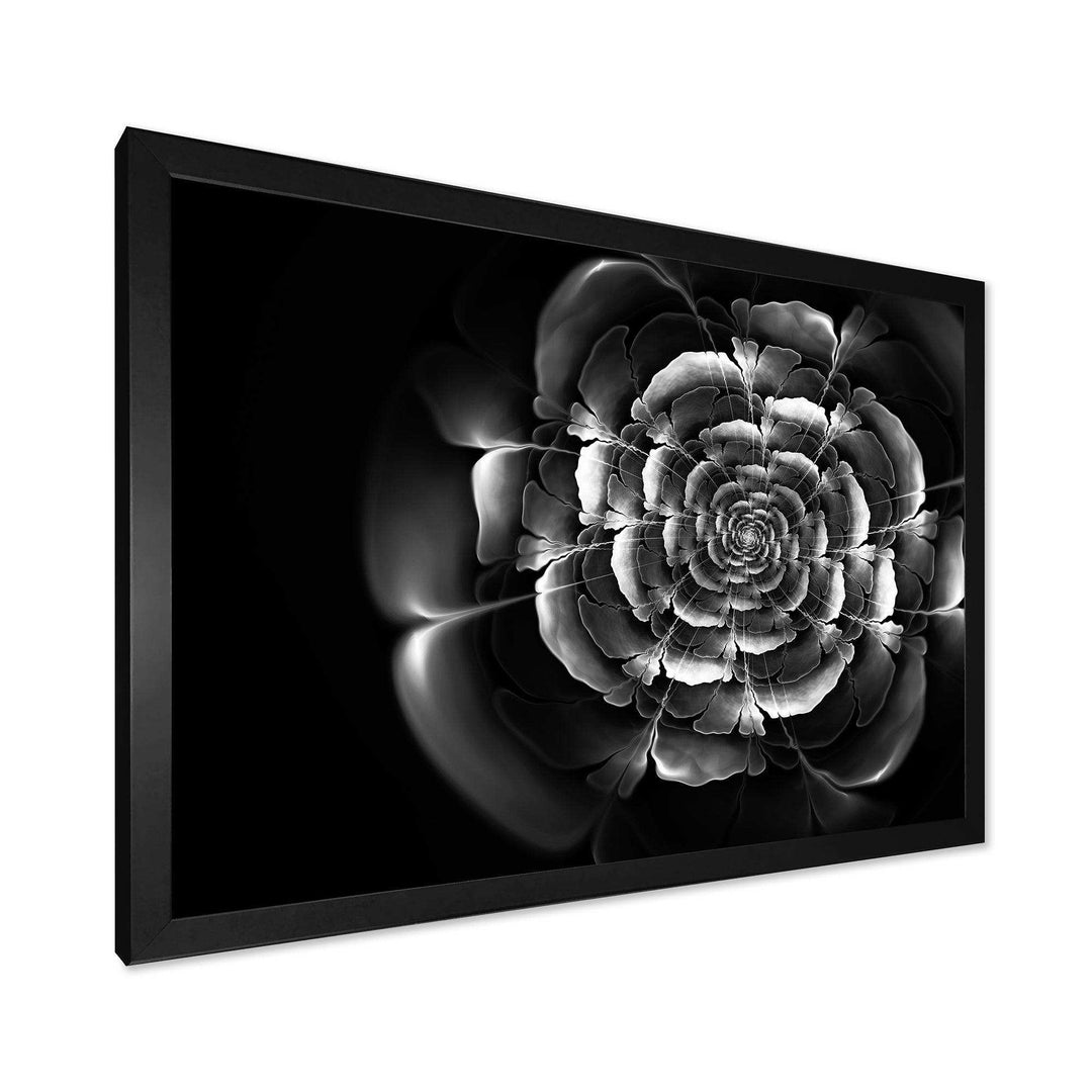 Fractal Silver Rose in Dark - Modern Living Room Wall Decor