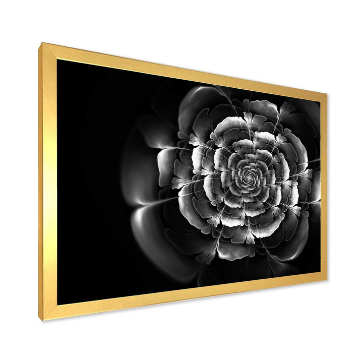 Fractal Silver Rose in Dark - Modern Living Room Wall Decor
