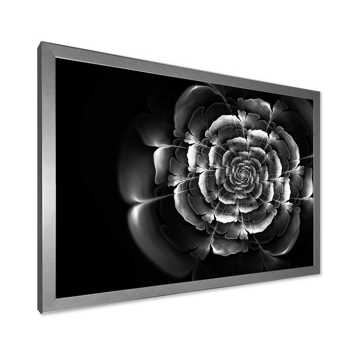 Fractal Silver Rose in Dark - Modern Living Room Wall Decor