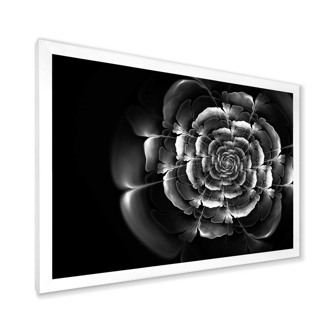 Fractal Silver Rose in Dark - Modern Living Room Wall Decor