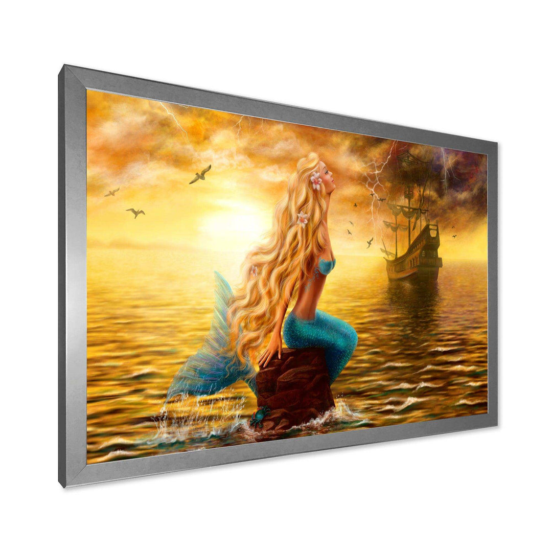 Sea Mermaid with Ghost Ship