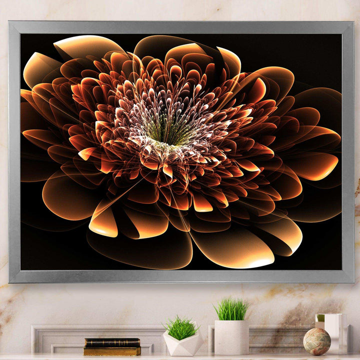 Brown Fractal Flower - Modern Bedroom Wall Art
