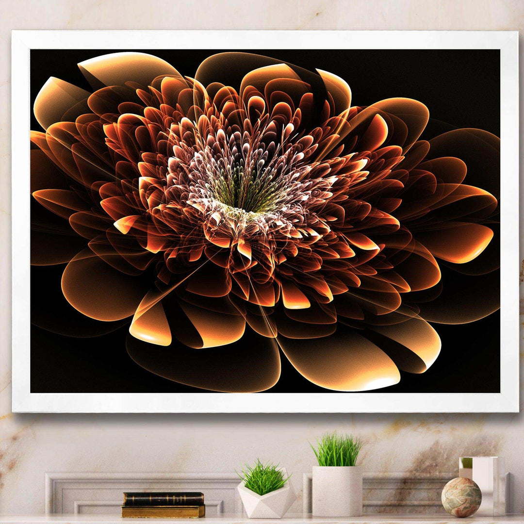 Brown Fractal Flower - Modern Bedroom Wall Art