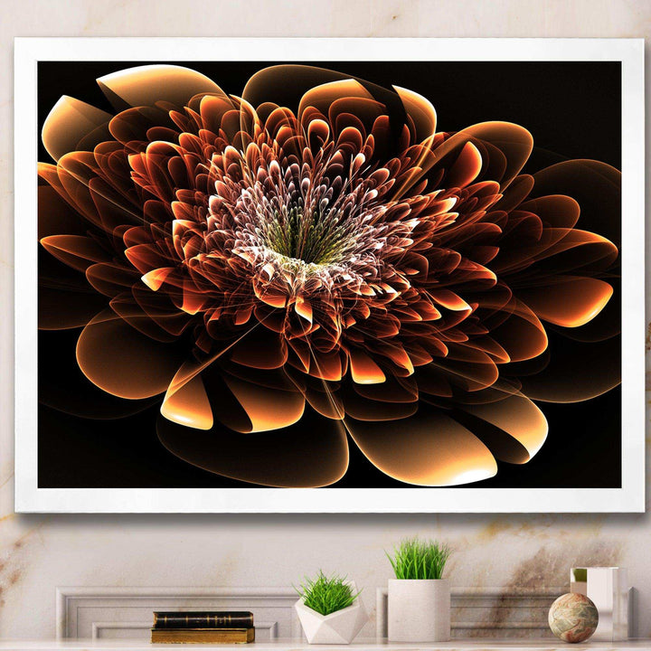 Brown Fractal Flower - Modern Bedroom Wall Art