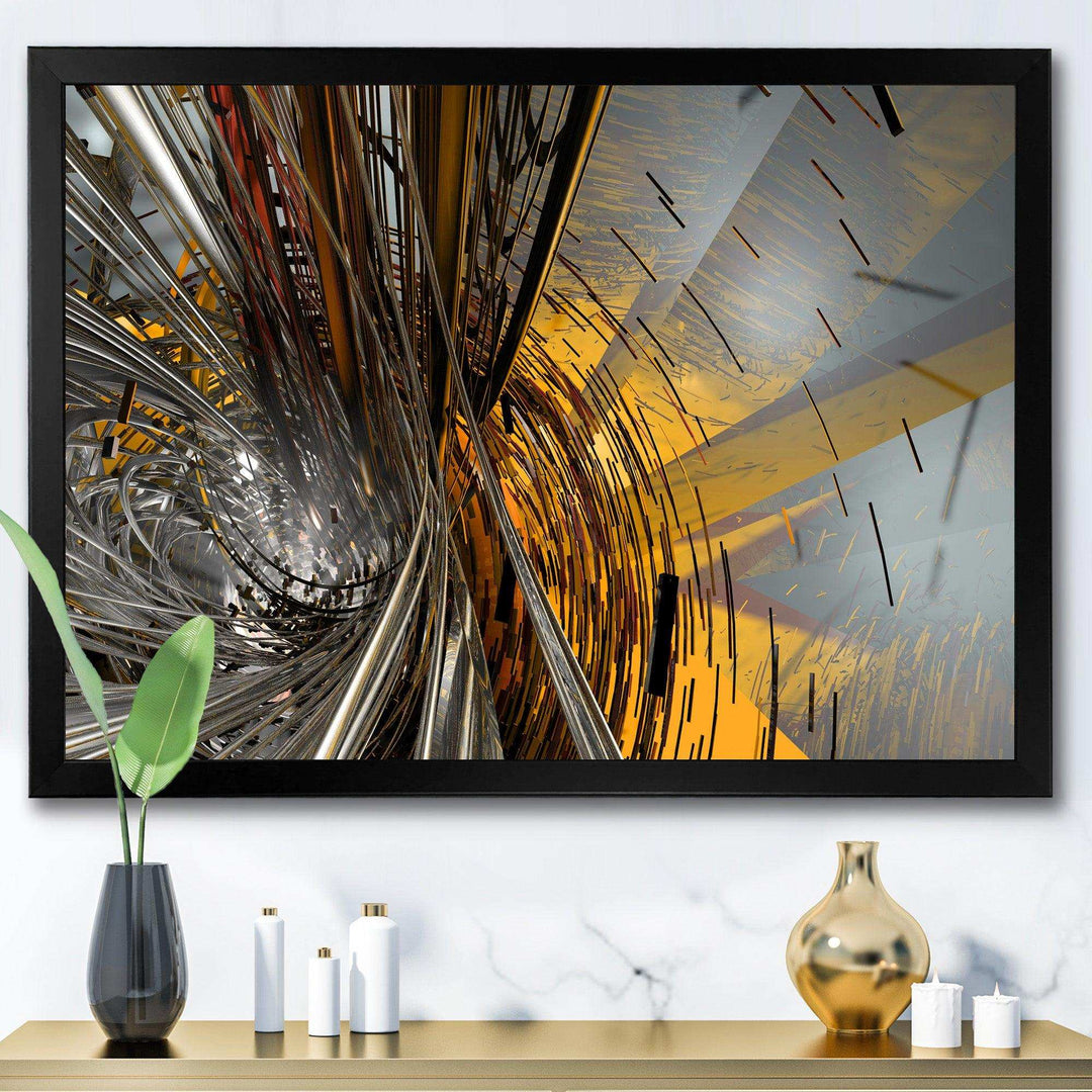 Fractal Yellow Connected Stripes - Modern Wall Art Prints