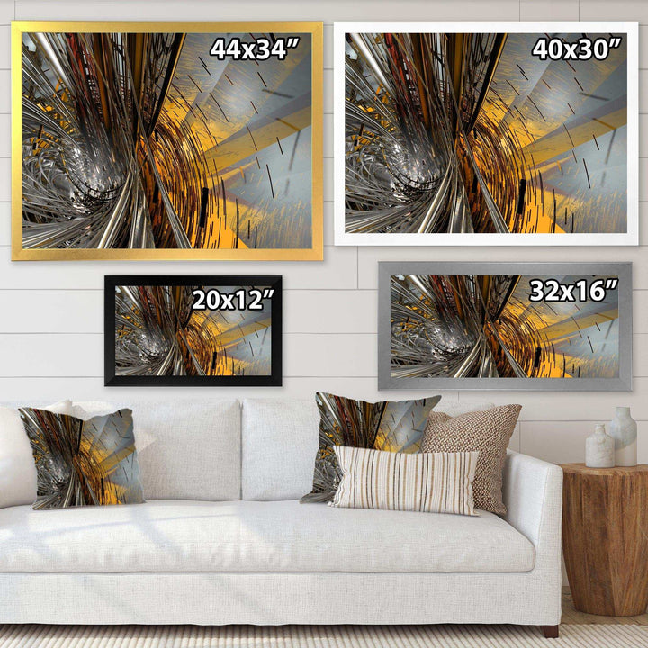 Fractal Yellow Connected Stripes - Modern Wall Art Prints