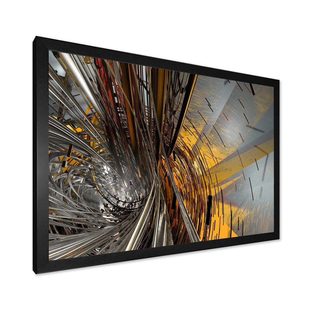 Fractal Yellow Connected Stripes - Modern Wall Art Prints