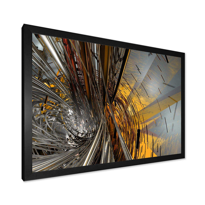 Fractal Yellow Connected Stripes - Modern Wall Art Prints