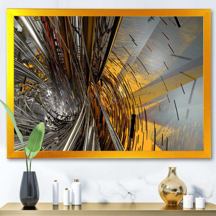 Fractal Yellow Connected Stripes - Modern Wall Art Prints