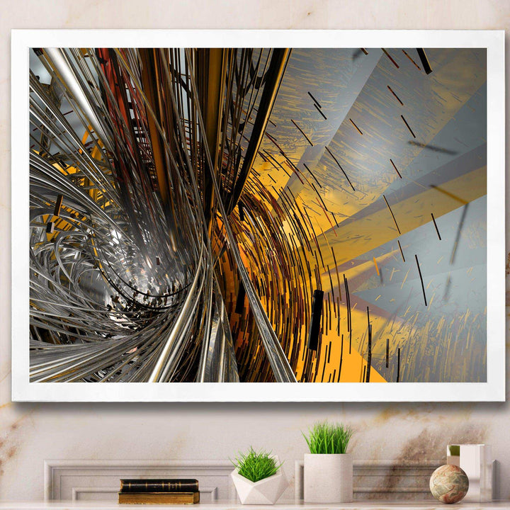Fractal Yellow Connected Stripes - Modern Wall Art Prints