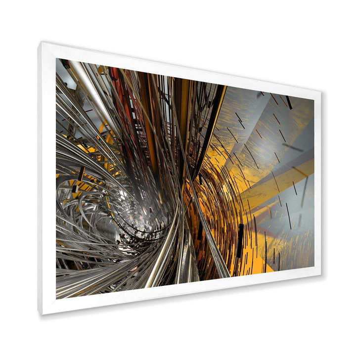 Fractal Yellow Connected Stripes - Modern Wall Art Prints