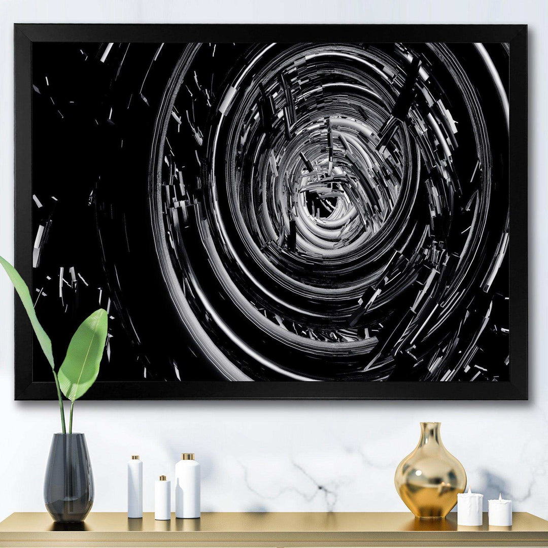 Fractal Black Whirlwind - Modern Canvas Wall Art