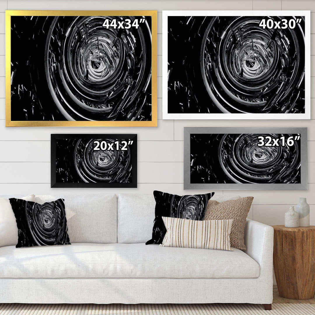 Fractal Black Whirlwind - Modern Canvas Wall Art