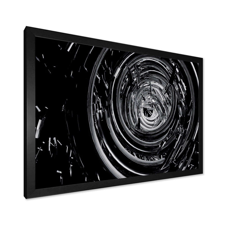 Fractal Black Whirlwind - Modern Canvas Wall Art