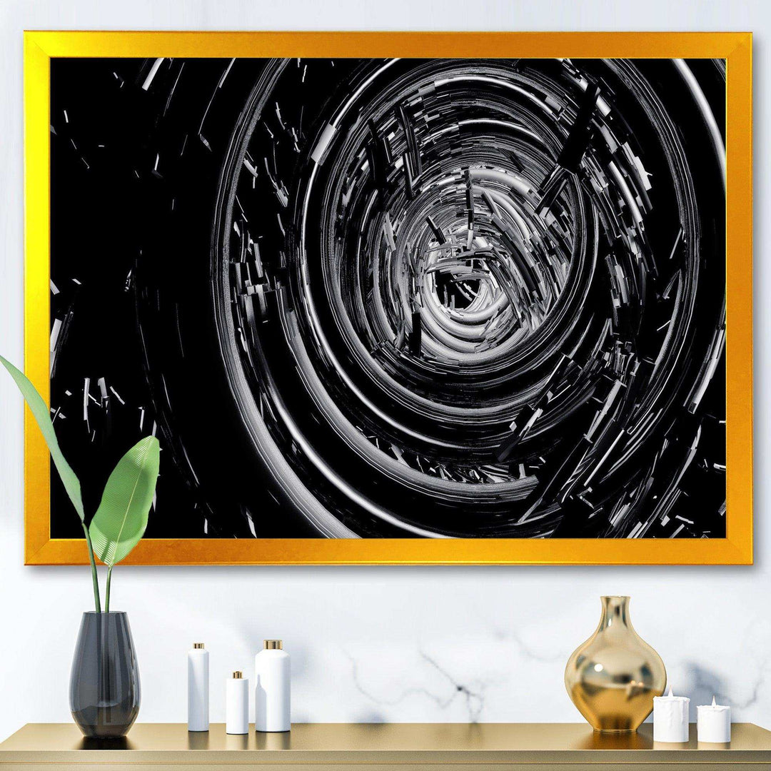 Fractal Black Whirlwind - Modern Canvas Wall Art