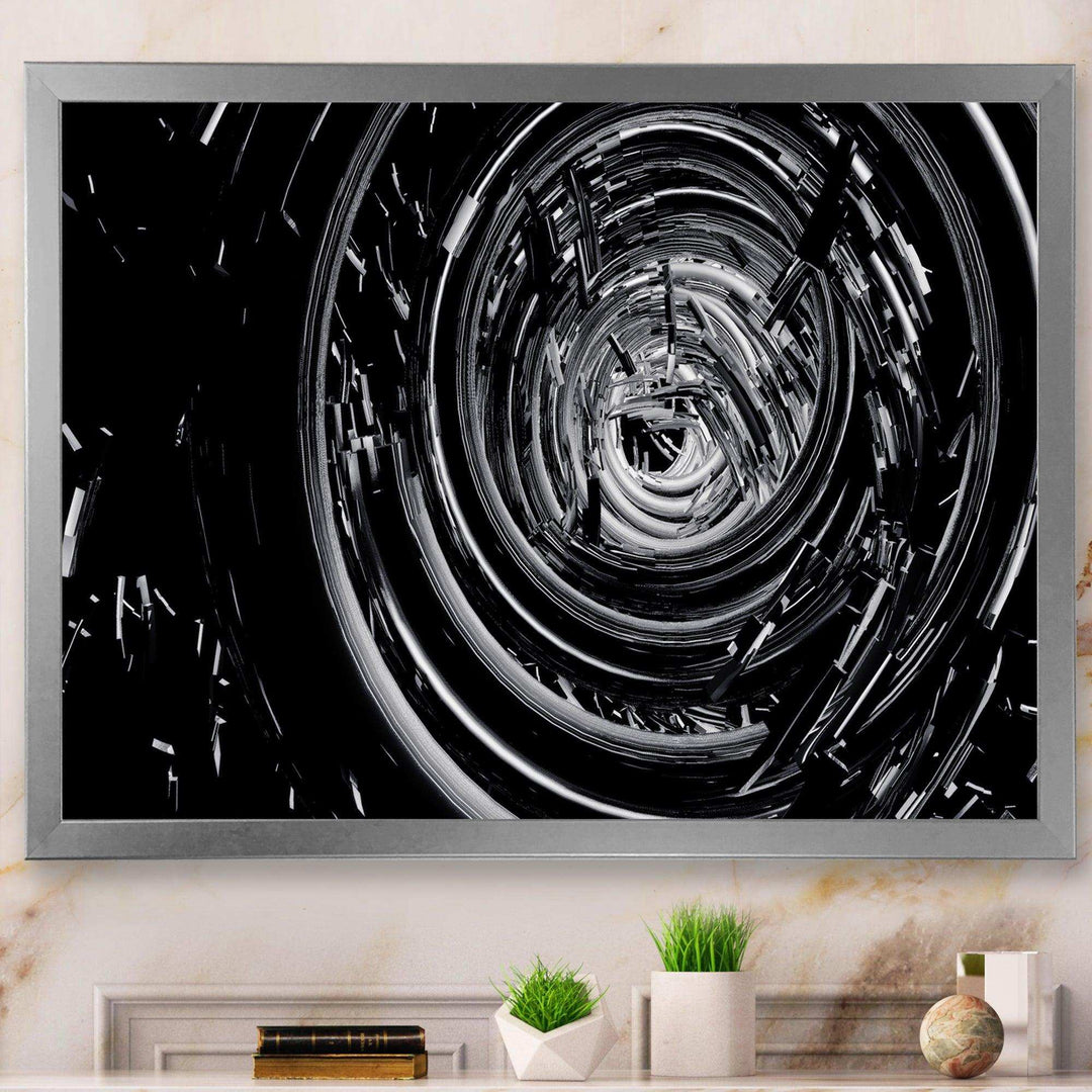 Fractal Black Whirlwind - Modern Canvas Wall Art