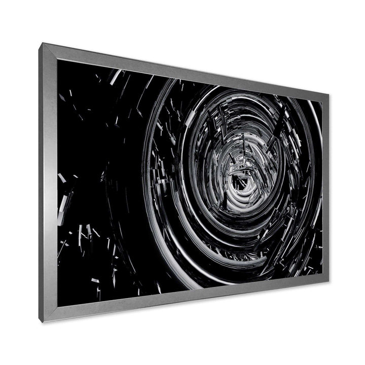 Fractal Black Whirlwind - Modern Canvas Wall Art