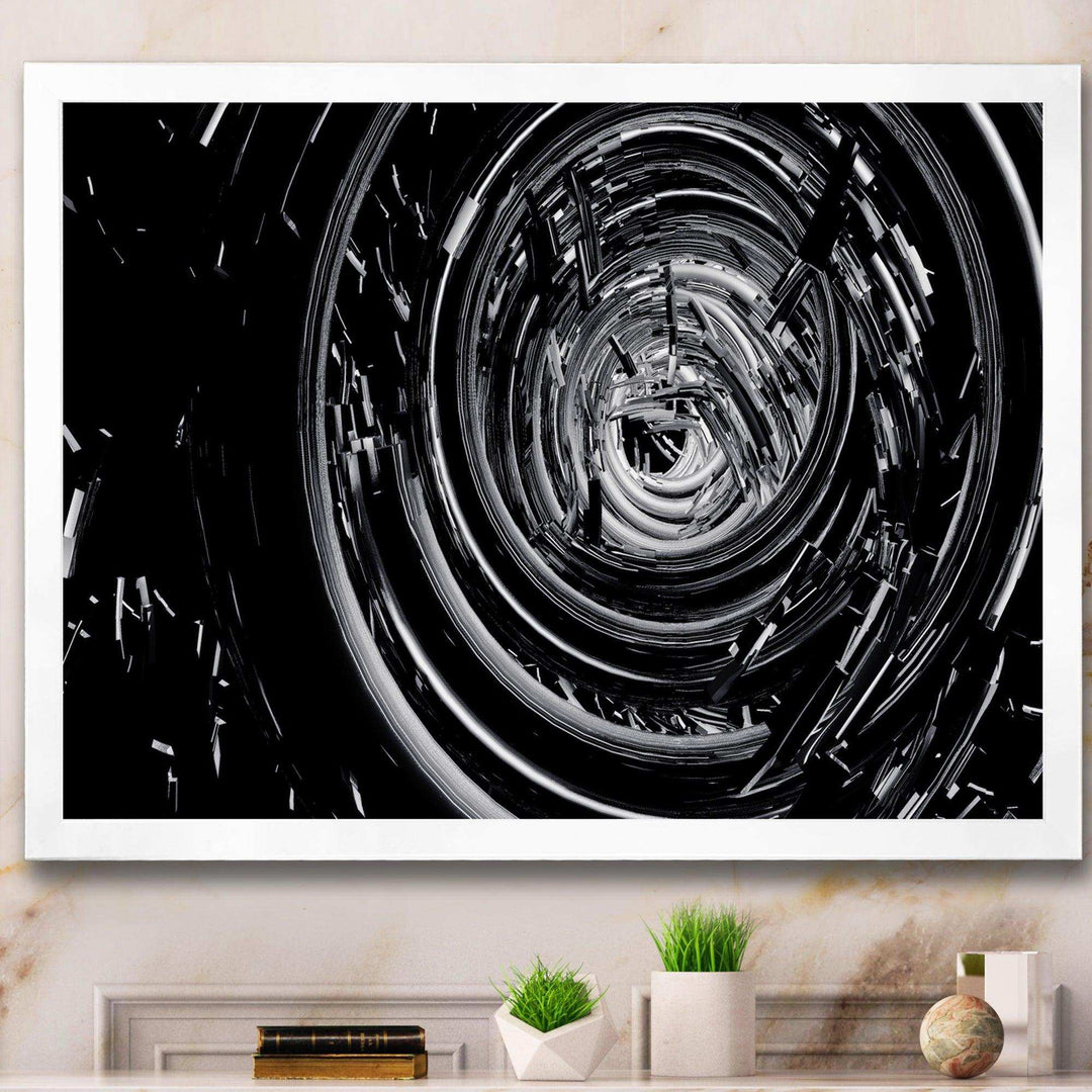 Fractal Black Whirlwind - Modern Canvas Wall Art